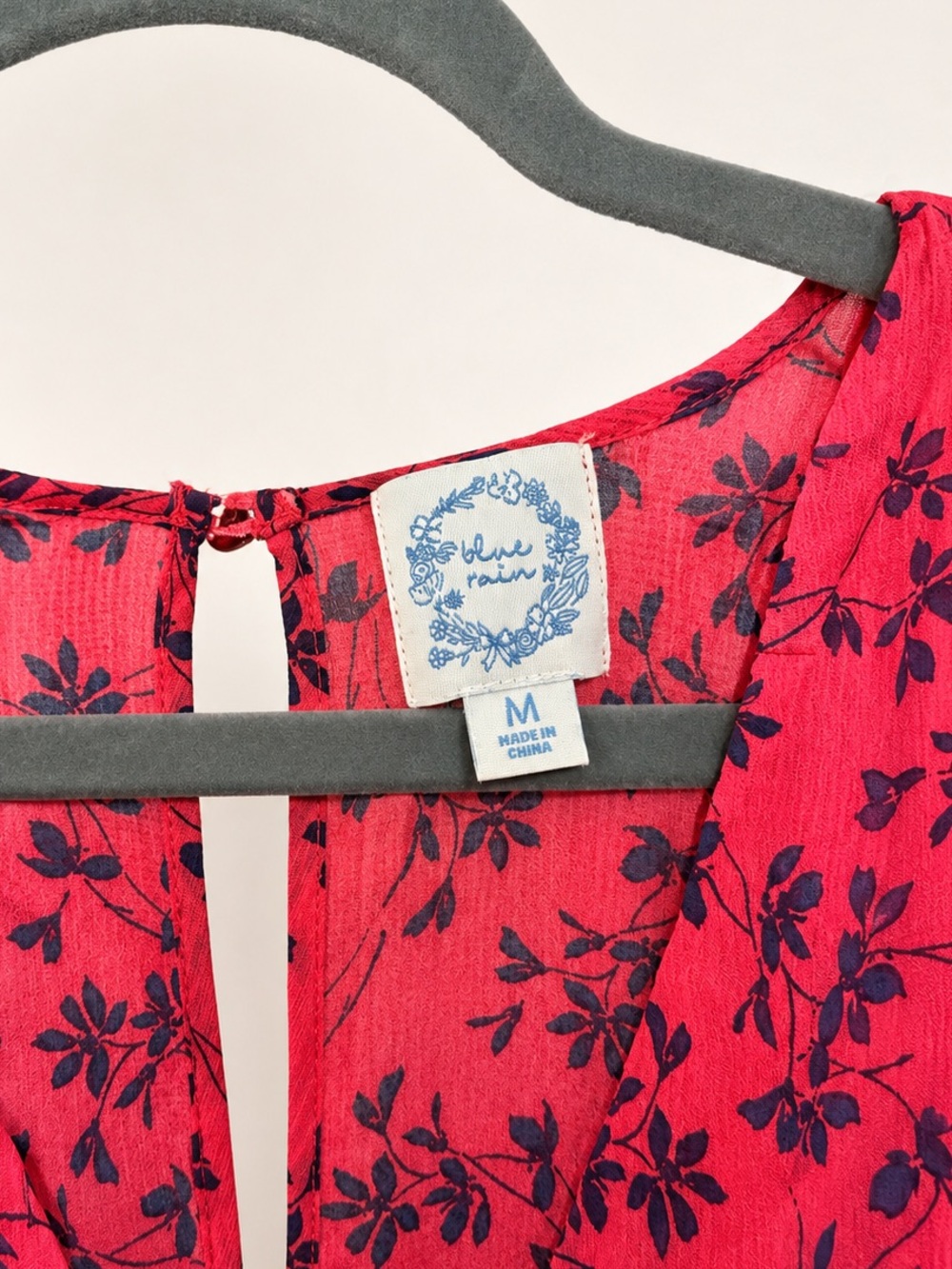 Blue Rain Pink Floral Flutter Sleeve Dress | Size M - Picture 2 of 8